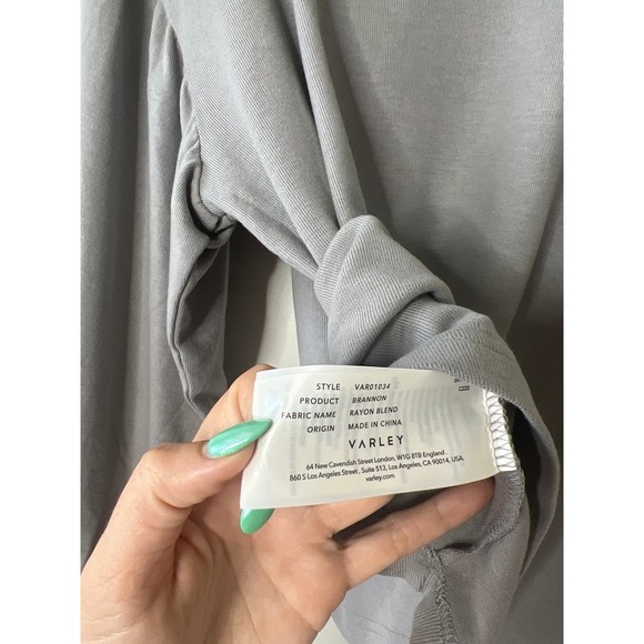 NEW Varley Brannon Ribbed Crewneck Long Sleeve Pullover Gray Sweatshirt Top - Picture 8 of 10